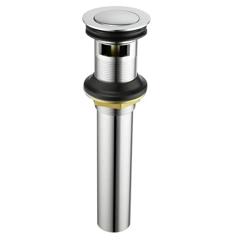 Bathroom Sink Drain Stopper Faucet Vanity Sink Pop Up Drain Assembly with Overflow, Chrome Finish