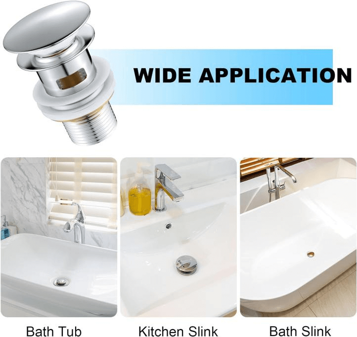 Pop Up Sink Plug, Drain Fitting Sink with Overflow, Brass Pop Up Drain Valve for Washbasin Drain Fitting Bathroom Sink with Stainless Steel Cover Drain Plug Sink Plug-2.6in