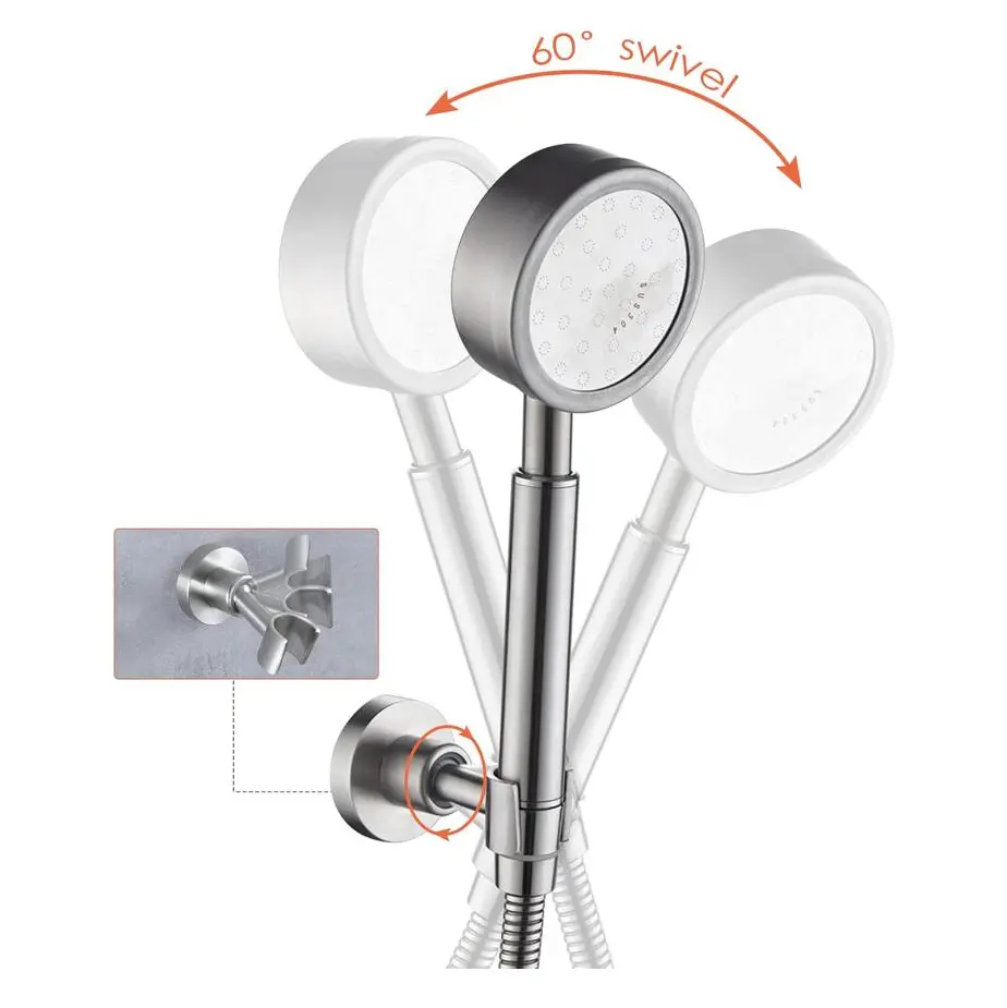 Handheld Shower Head Holder Adjustable 304 Stainless Steel Handheld Shower Head Bracket Holder Wall Mount,Shower Wand Holder Brushed Nickel