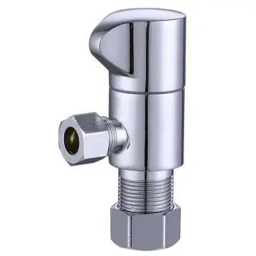 Angle Stop Valve 1/2" Nominal Comp x 3/8'' OD Comp 1/4 Turn Chrome Brass Angle Valve Water Shut Off Valve Faucet Valve