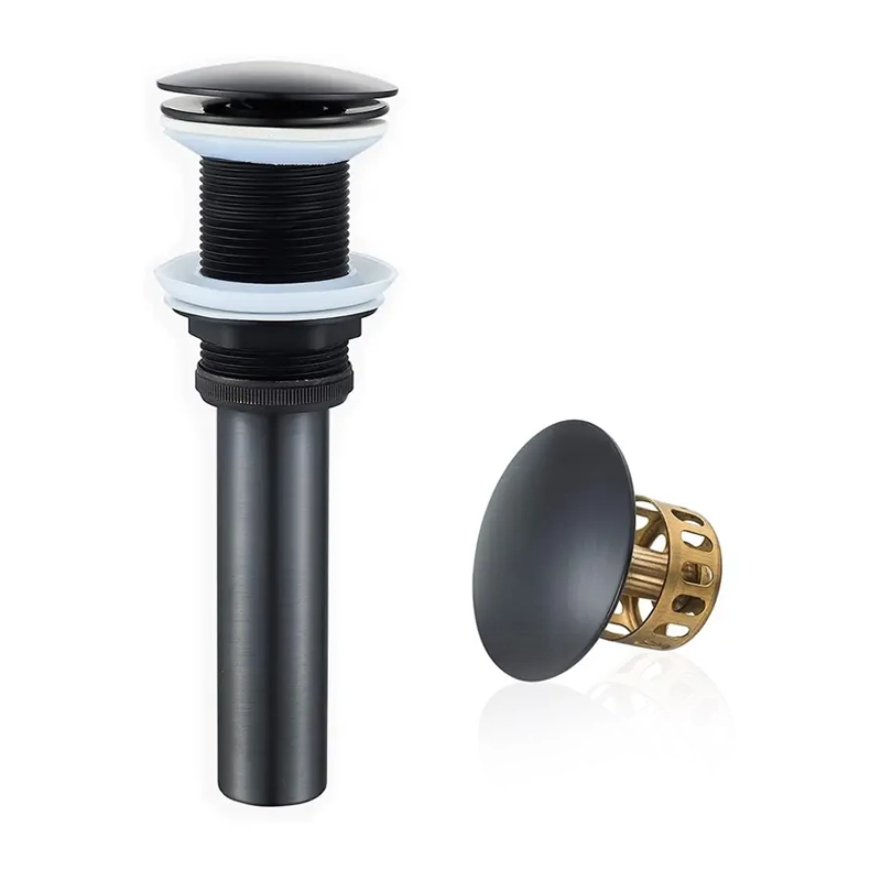 Bathroom Sink Drain Without Overflow with Strainer Basket Detachable Vessel Sink Lavatory Vanity Pop Up Drain Stopper Polished Chrome