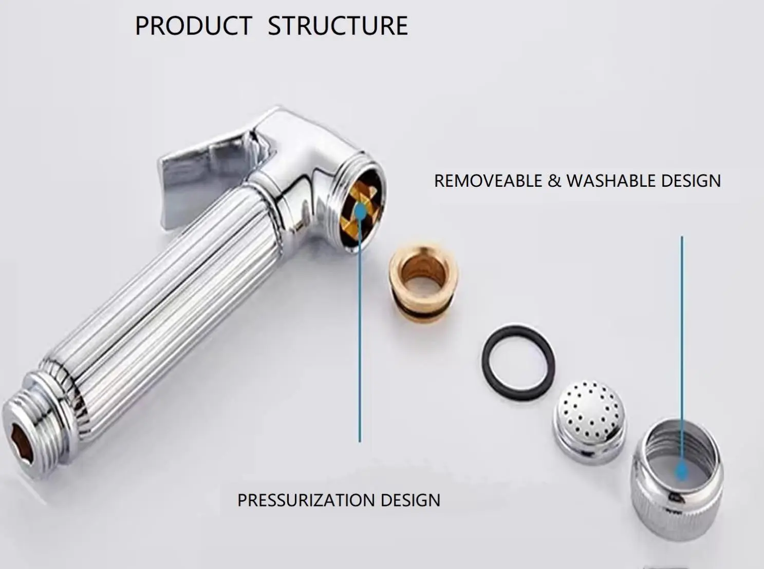 Handheld Bidet Sprayer Head for Toilet baby cloth diaper sprayer /pet shower sprayer (Chrome)
