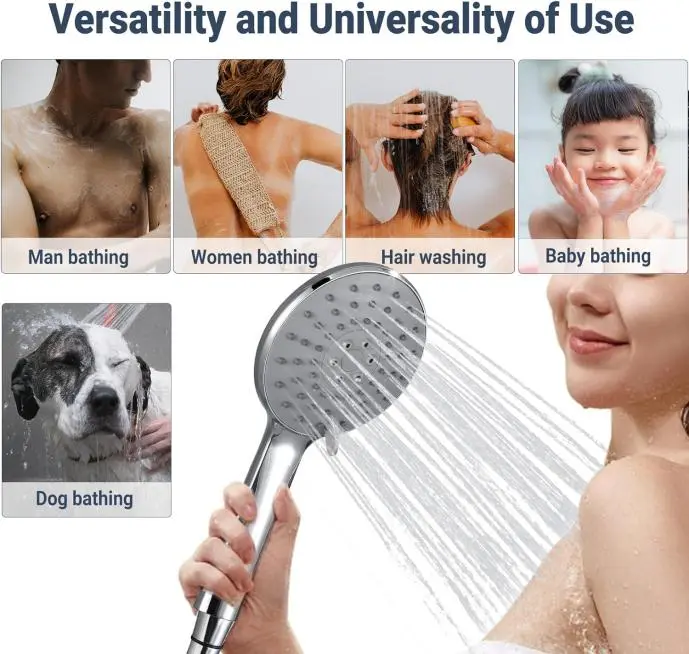 5 Inch Handheld Shower Head, High Pressure 3 Spray Settings Hand Held Showerhead, Anti-Clog Nozzles