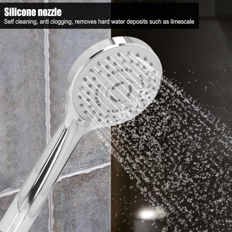 Handheld Shower Head, High Pressure 5 Spray Settings Hand Held Showerhead, G1/2 Male Female Thread Handheld High Pressure Shower Head