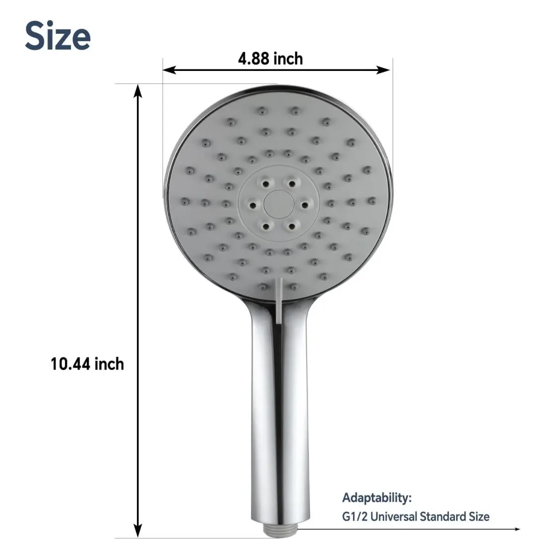 5 Inch Handheld Shower Head, High Pressure 3 Spray Settings Hand Held Showerhead, Anti-Clog Nozzles