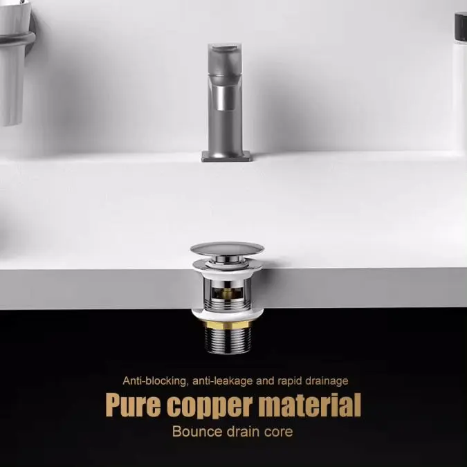 Pop Up Sink Plug, Drain Fitting Sink with Overflow, Brass Pop Up Drain Valve for Washbasin Drain Fitting Bathroom Sink with Stainless Steel Cover Drain Plug Sink Plug-2.6in