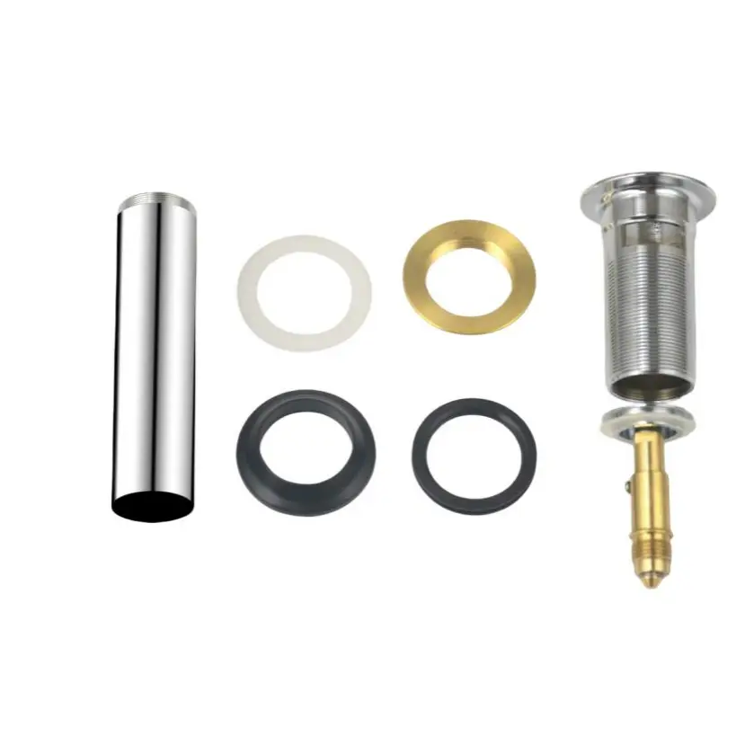Bathroom Sink Drain Stopper Faucet Vanity Sink Pop Up Drain Assembly with Overflow, Chrome Finish