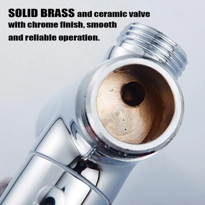 Solid Brass Angle Valve with Diverter, 3-way G1/2 Valve, Bathroom Universal Shower Arm Diverter for Hand Held Showerhead and Fixed Spray Head (Chrome Finish)