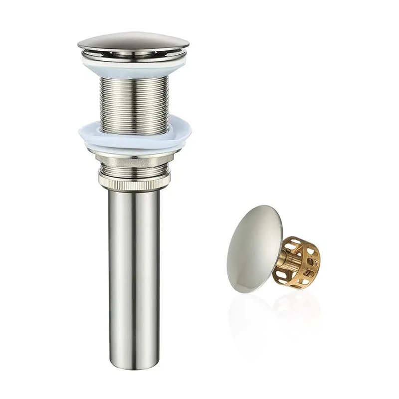 Bathroom Sink Drain Without Overflow with Strainer Basket Detachable Vessel Sink Lavatory Vanity Pop Up Drain Stopper Polished Chrome