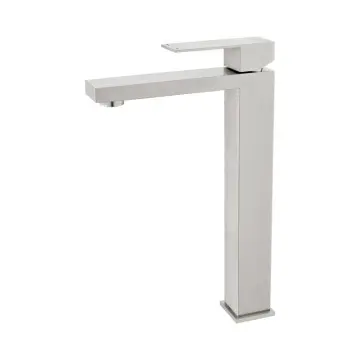 Bathroom Faucet Single Handle Tall Vessel Sink Basin Mixer Tap Stainless Steel Lead-Free Brushed Nickel Modern Square Faucet