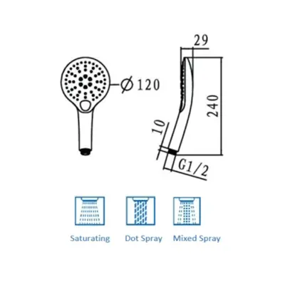 3-F Push-Button Handheld Shower