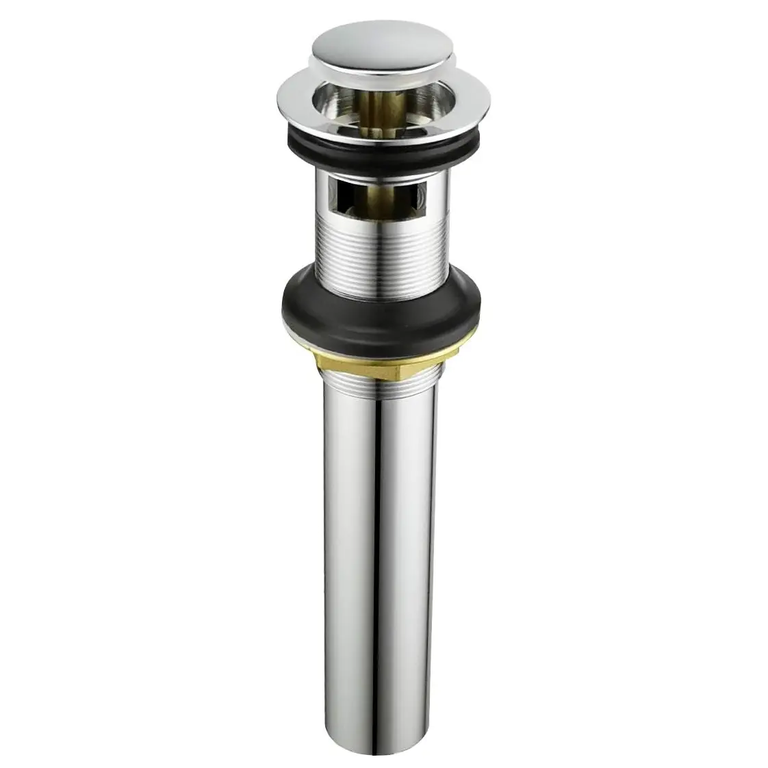 Bathroom Sink Drain Stopper Faucet Vanity Sink Pop Up Drain Assembly with Overflow, Chrome Finish