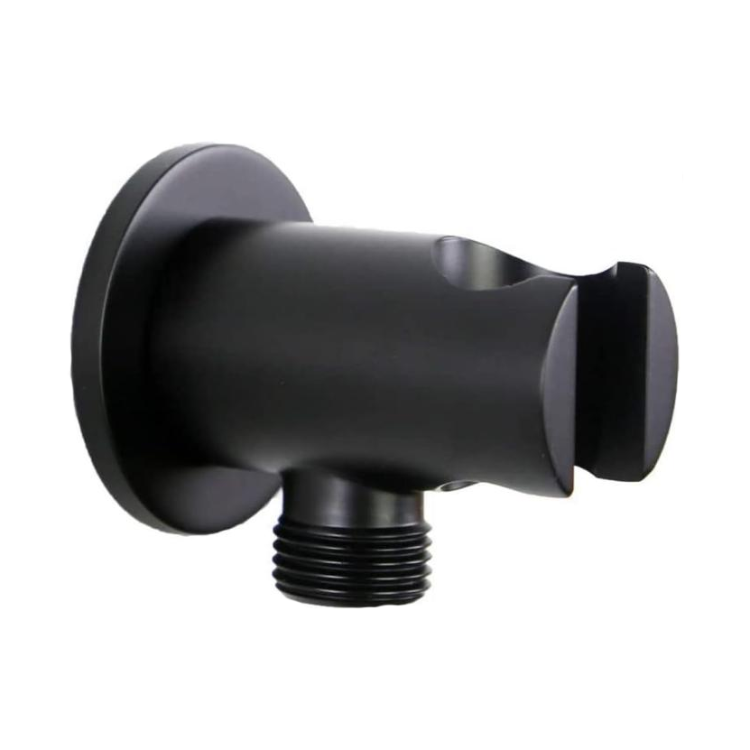 Aquaiaw Wall Supply Elbow with O-Ring Flange, Tapered 1/2 NPT Female Inlet, Solid Brass Wall Union W/Handshower Holder, Round Wall Supply Elbow W/Hand Shower bracket, G1/2 Outlet