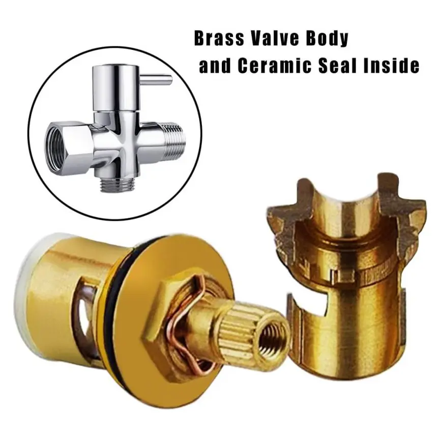 Solid Brass Angle Valve with Diverter, 3-way G1/2 Valve, Bathroom Universal Shower Arm Diverter for Hand Held Showerhead and Fixed Spray Head (Chrome Finish)