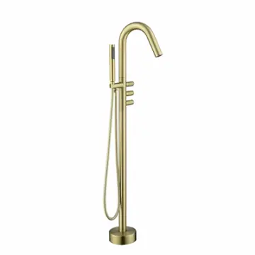 Freestanding Bathtub Faucet, Floor Mount Tub Filler, High Flow Brass Bath Shower Faucets With Hand Shower And 360° Swivel Spout, Floor Mount Tub Faucet, Free Standing Bathtub Faucet