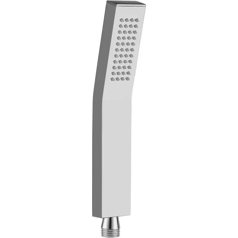 Brass Hand Held Shower Head, Luxury High Pressure Showerhead Kit with Wall Connector and Hose Set, for Bathroom Showering System Contemporary Square Style (Brushed Nickel)