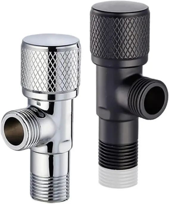 Bathroom Angle Stop Valve Shut Off Quarter Turn Hot Cold Water Shut Off Valve For Toilet Kitchen Sink,  (Color : Silver, Gold, Black, Silver)